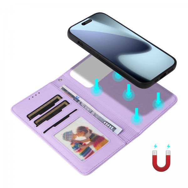 Betopnice iPhone 17 Pro Etui Avtagbart Deksel 005 Lilla