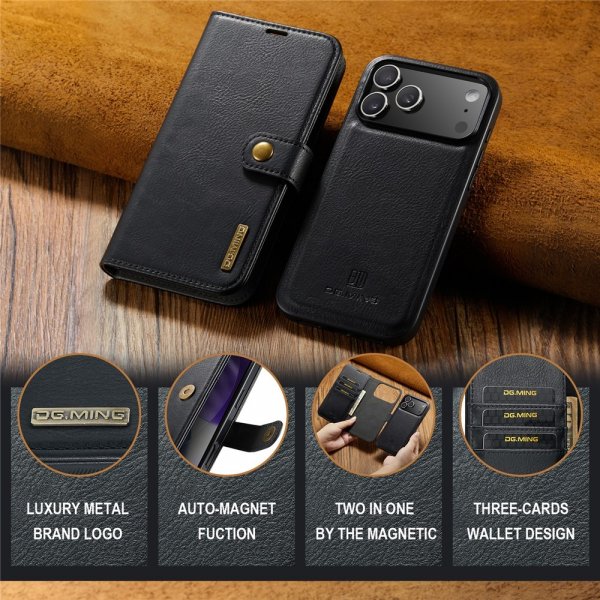 Dg.Ming iPhone 17 Pro Etui Avtagbart Deksel Svart