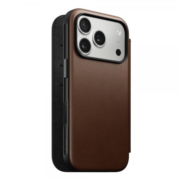 Nomad iPhone 17 Pro Etui Modern Leather Folio Brun