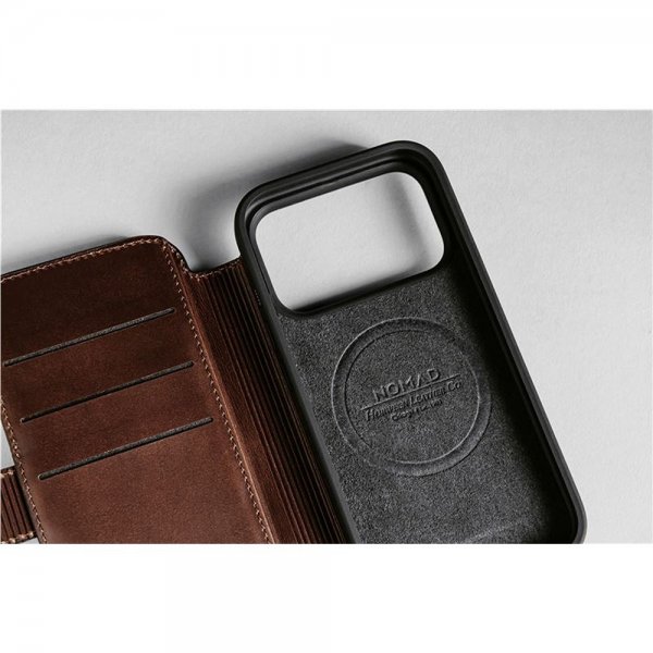 Nomad iPhone 17 Pro Etui Modern Leather Folio Horween Rustic Brown