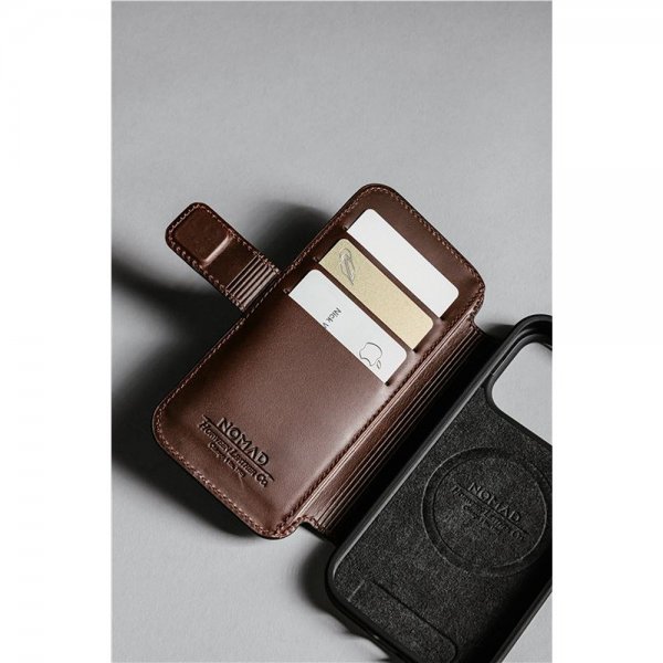 Nomad iPhone 17 Pro Etui Modern Leather Folio Horween Rustic Brown