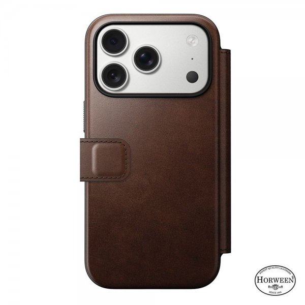 Nomad iPhone 17 Pro Etui Modern Leather Folio Horween Rustic Brown