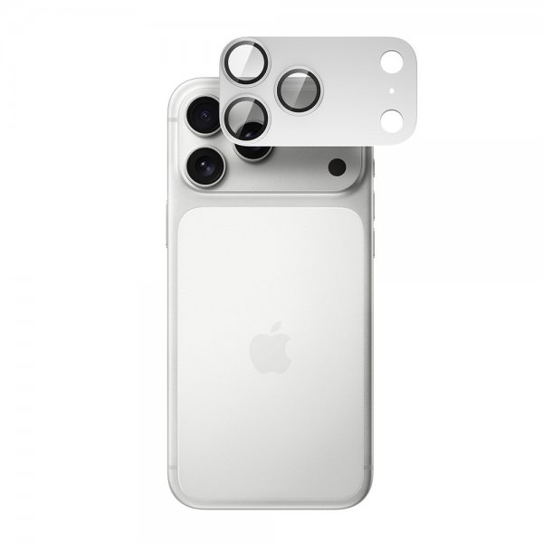 Spigen iPhone 17 Pro Kamerabeskytter Glas.tR EZ Fit Optik Pro XL Sølv