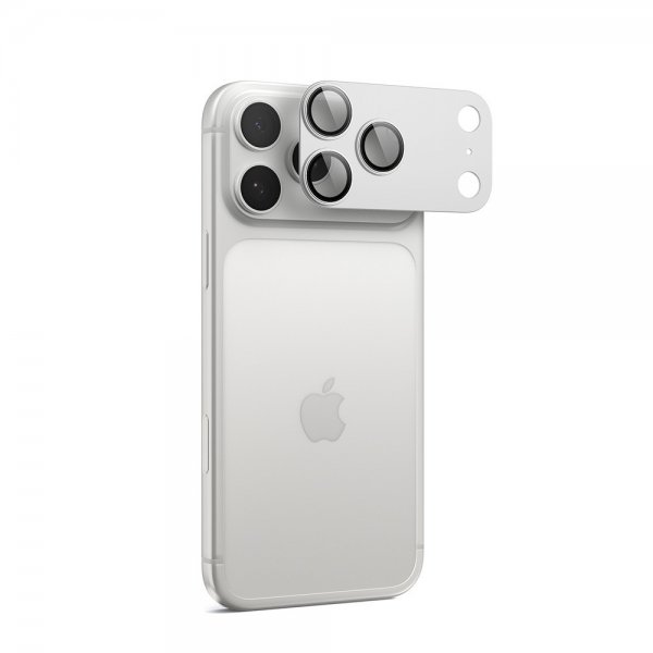 Spigen iPhone 17 Pro Kamerabeskytter Glas.tR EZ Fit Optik Pro XL Sølv