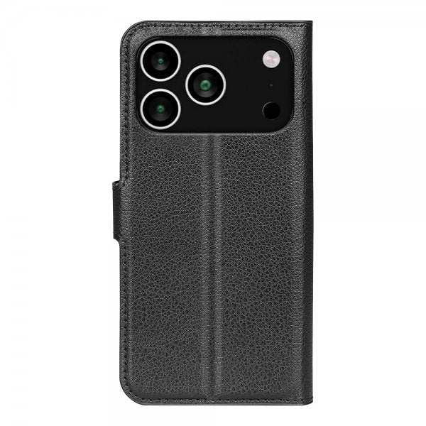 iPhone 17 Pro Max Etui Litchi Svart