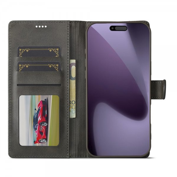 Lc.Imeeke iPhone 17 Pro Max Etui med Kortlomme stativfunksjon Grå