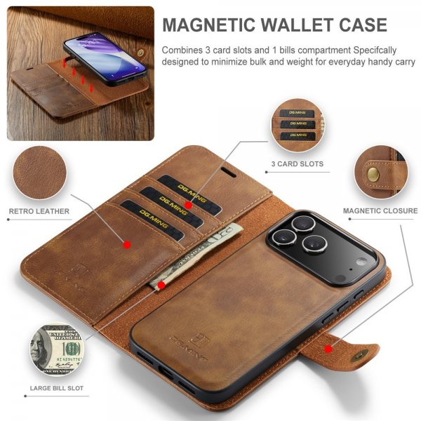 Dg.Ming iPhone 17 Pro Max Etui Avtagbart Deksel Brun