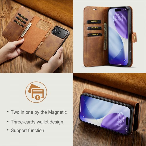 Dg.Ming iPhone 17 Pro Max Etui Avtagbart Deksel Brun