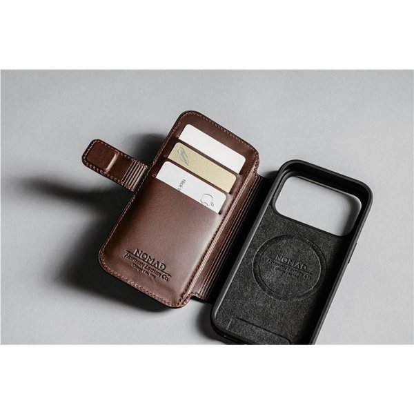 Nomad iPhone 17 Pro Max Etui Modern Leather Folio Horween Rustic Brown