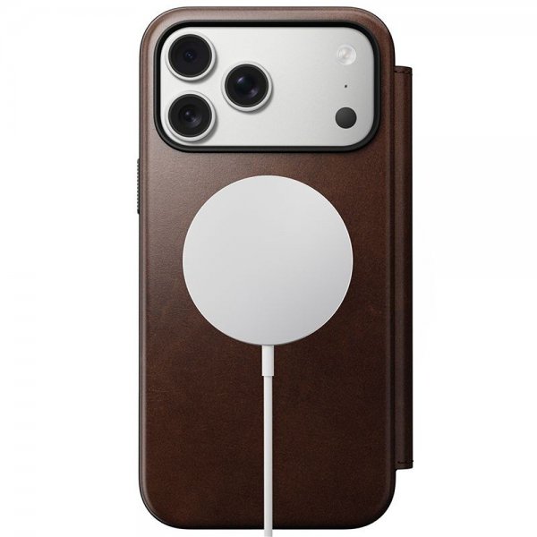 Nomad iPhone 17 Pro Max Etui Modern Leather Folio Horween Rustic Brown