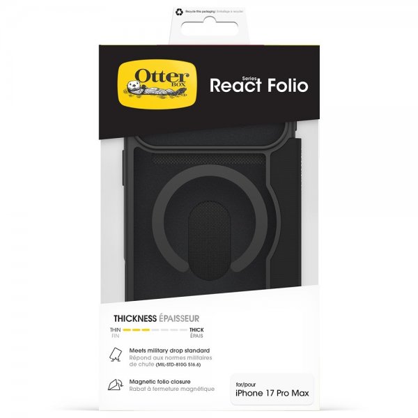 Otterbox iPhone 17 Pro Max Etui React Folio MagSafe Black Crystal