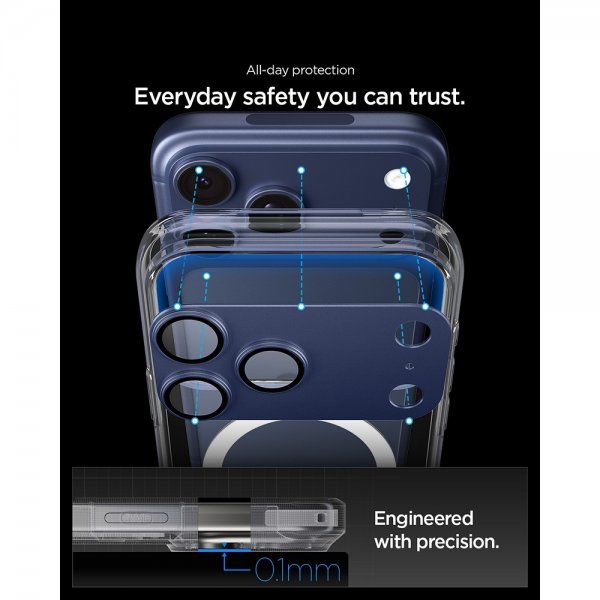 Spigen iPhone 17 Pro Max Kamerabeskytter Glas.tR EZ Fit Optik Pro XL Blå