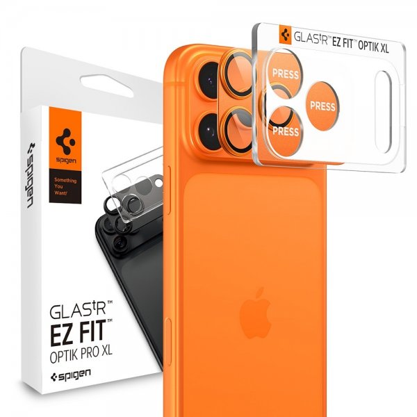 Spigen iPhone 17 Pro Max Kamerabeskytter Glas.tR EZ Fit Optik Pro XL Oransje