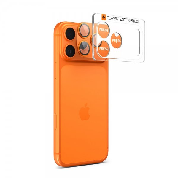 Spigen iPhone 17 Pro Max Kamerabeskytter Glas.tR EZ Fit Optik Pro XL Oransje