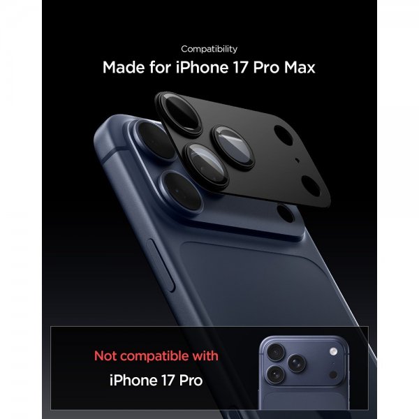 Spigen iPhone 17 Pro Max Kamerabeskytter Glas.tR EZ Fit Optik Pro XL Svart