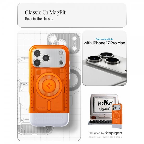 Spigen iPhone 17 Pro Max Deksel Classic C1 MagFit Tangerine