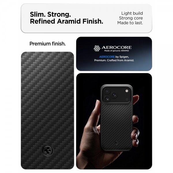 Spigen iPhone 17 Pro Max Deksel Enzo Aramid T MagFit Svart
