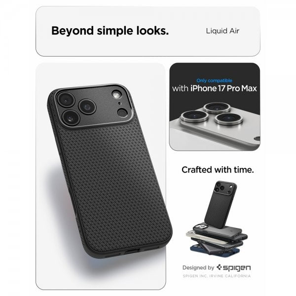 Spigen iPhone 17 Pro Max Deksel Liquid Air Matte Black