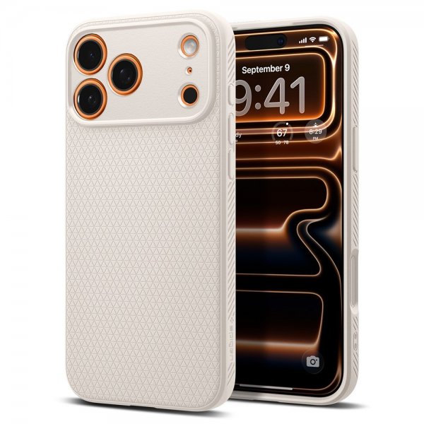 Spigen iPhone 17 Pro Max Deksel Liquid Air Natural Titanium