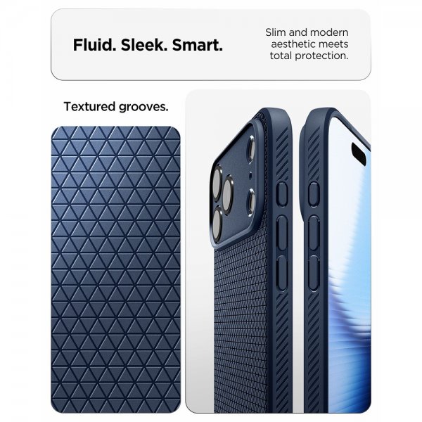Spigen iPhone 17 Pro Max Deksel Liquid Air Navy Blue