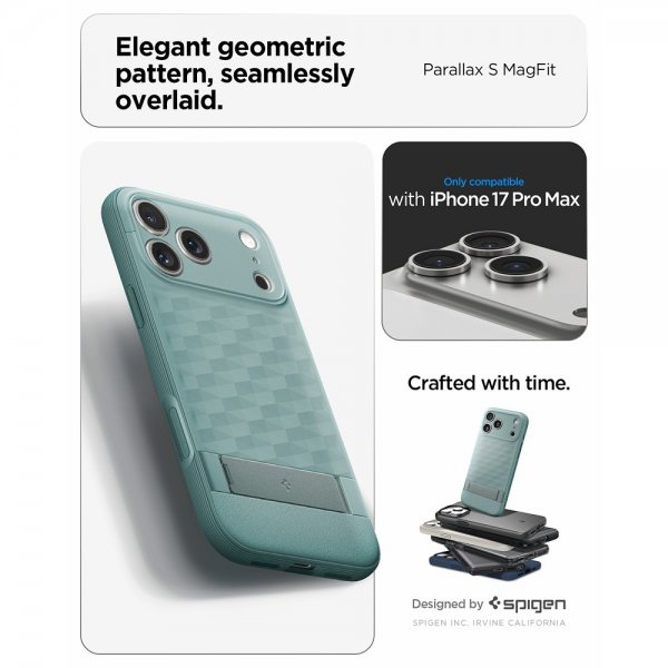 Spigen iPhone 17 Pro Max Deksel Parallax S MagFit Sage Green