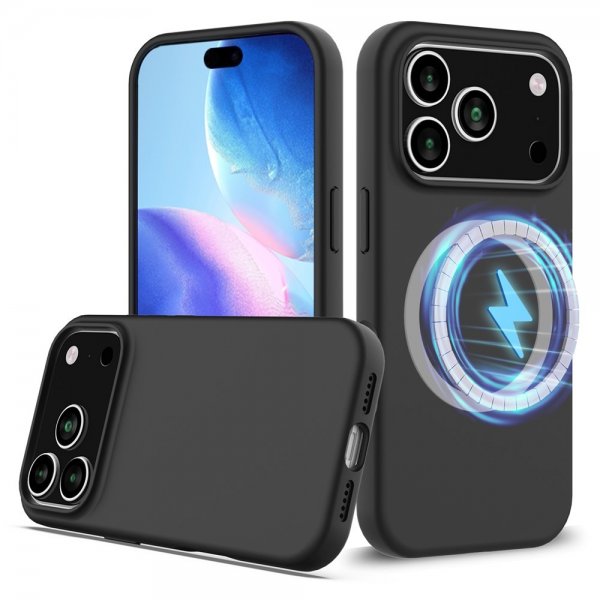 Nordic Covers iPhone 17 Pro Max Deksel Silicone Feather Series MagSafe Raven Black