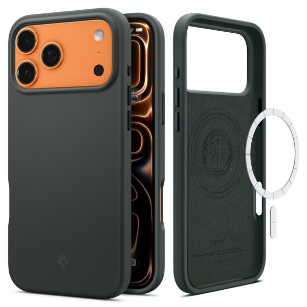 Spigen iPhone 17 Pro Max Deksel Silicone Fit MagFit Abyss Green