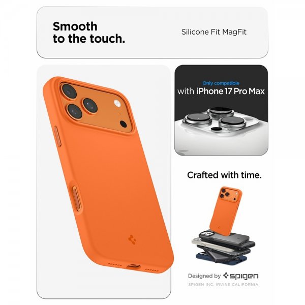 Spigen iPhone 17 Pro Max Deksel Silicone Fit MagFit Cosmic Orange