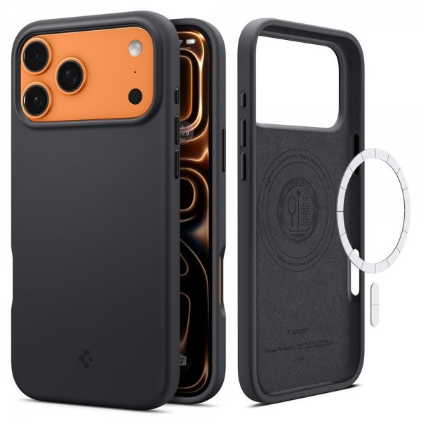 Spigen iPhone 17 Pro Max Deksel Silicone Fit MagFit Svart