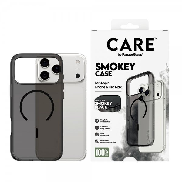 CARE by PanzerGlass iPhone 17 Pro Max Deksel Smokey MagSafe Svart