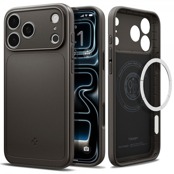 Spigen iPhone 17 Pro Max Deksel Thin Fit MagFit Gunmetal