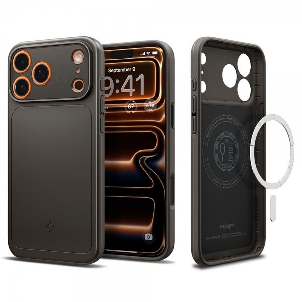 Spigen iPhone 17 Pro Max Deksel Thin Fit MagFit Gunmetal