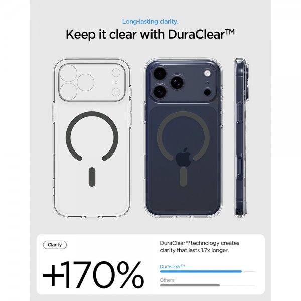 Spigen iPhone 17 Pro Max Deksel Ultra Hybrid MagFit Clear Graphite