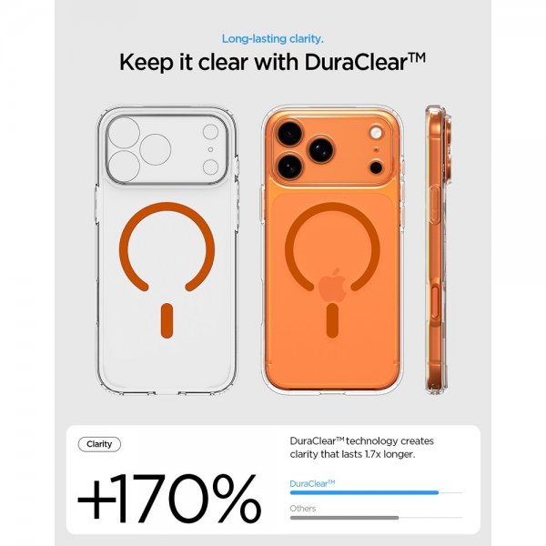 Spigen iPhone 17 Pro Max Deksel Ultra Hybrid MagFit Clear Orange
