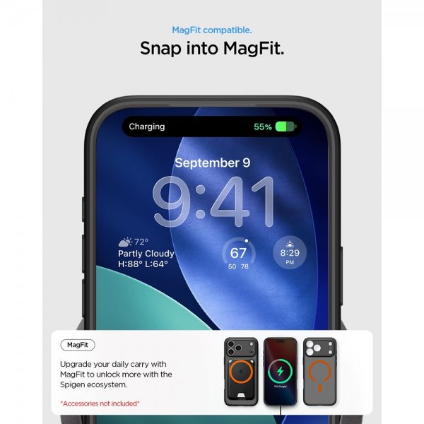 Spigen iPhone 17 Pro Max Deksel Ultra Hybrid MagFit Frost Black Orange