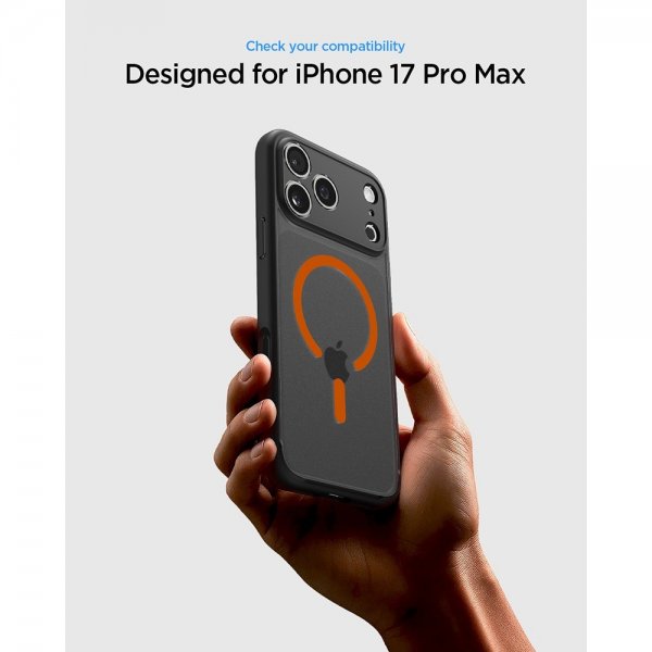 Spigen iPhone 17 Pro Max Deksel Ultra Hybrid MagFit Frost Black Orange