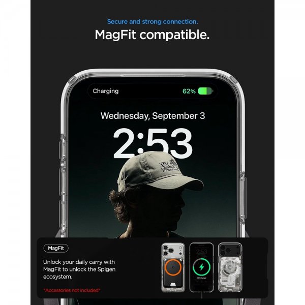 Spigen iPhone 17 Pro Max Deksel Ultra Hybrid Zero One MagFit Natural Titanium