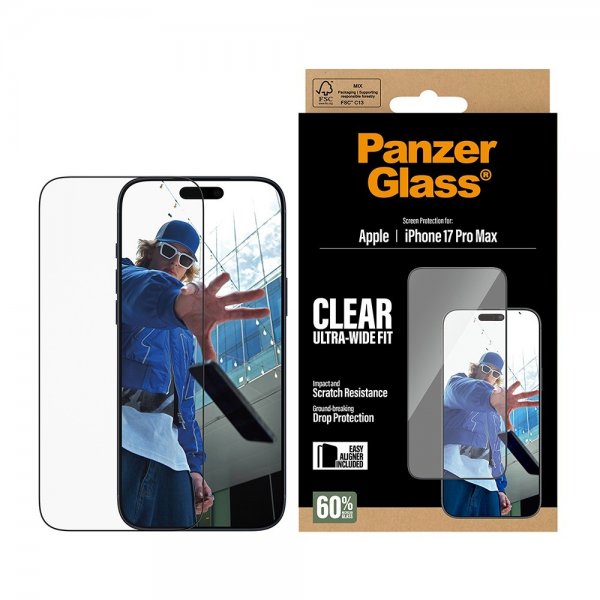 PanzerGlass iPhone 17 Pro Max Skjermbeskytter Ultra-Wide Fit EasyAligner