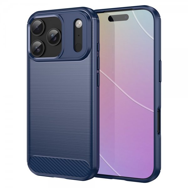 iPhone 17 Pro Deksel Børstet Karbonfibertekstur Blå