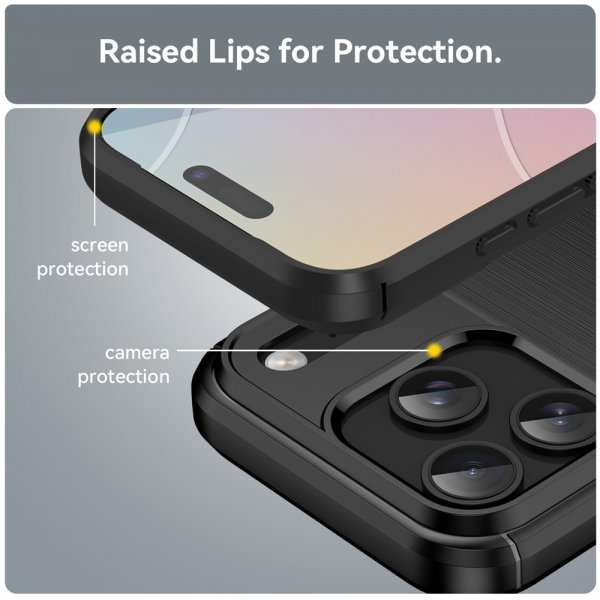 iPhone 17 Pro Deksel Børstet Karbonfibertekstur Svart