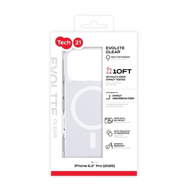 Tech21 iPhone 17 Pro Deksel EvoLite MagSafe Transparent