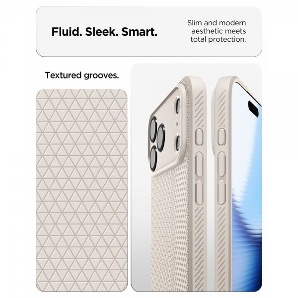 Spigen iPhone 17 Pro Deksel Liquid Air Natural Titanium