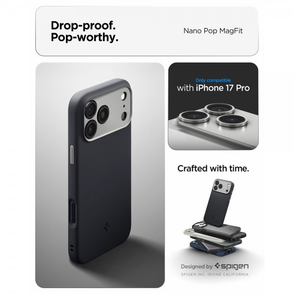 Spigen iPhone 17 Pro Deksel Nano Pop MagFit Black Sesame