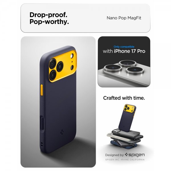 Spigen iPhone 17 Pro Deksel Nano Pop MagFit Blueberry Navy