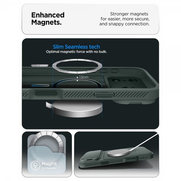 Spigen iPhone 17 Pro Deksel Optik Armor MagFit Abyss Green