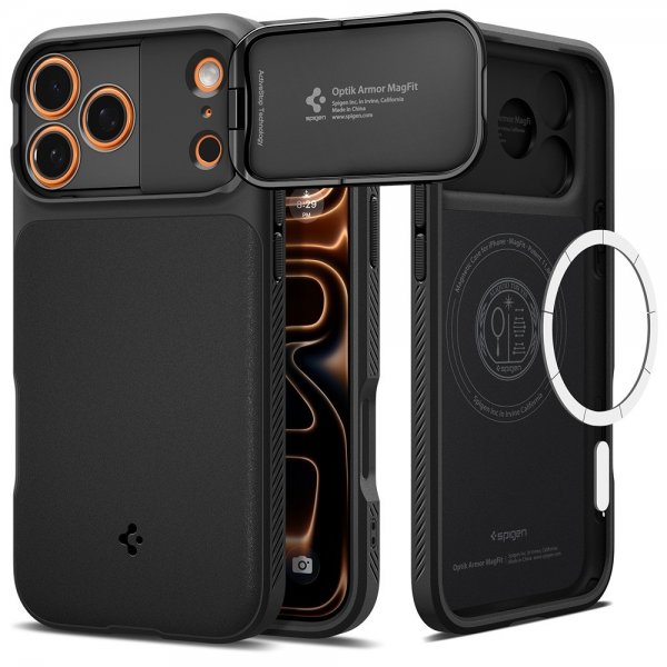Spigen iPhone 17 Pro Deksel Optik Armor MagFit Svart