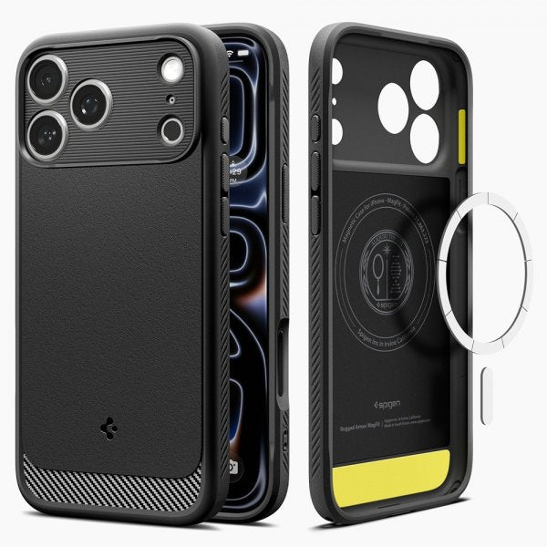 Spigen iPhone 17 Pro Deksel Rugged Armor MagFit Matte Black