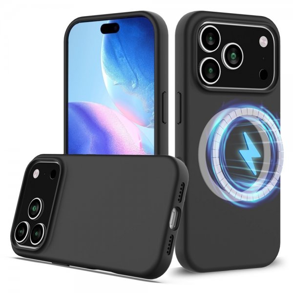 Nordic Covers iPhone 17 Pro Deksel Silicone Feather Series MagSafe Raven Black