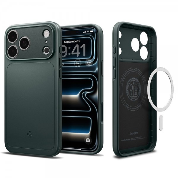 Spigen iPhone 17 Pro Deksel Thin Fit MagFit Abyss Green