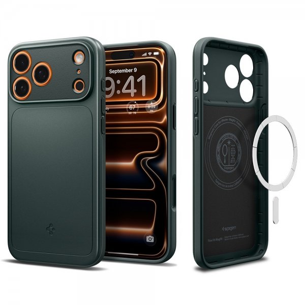 Spigen iPhone 17 Pro Deksel Thin Fit MagFit Abyss Green